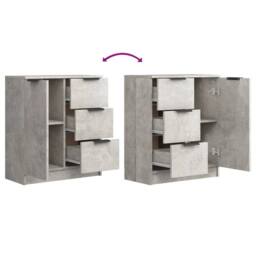 Berkfield Home Sideboards 2 pcs Concrete Grey 60x30x70 cm Engineered Wood - Size: 60 x 30 x 70 cm - thumbnail 7