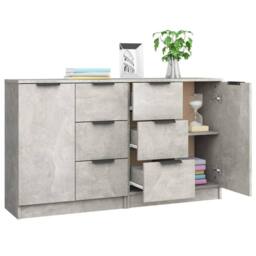 Berkfield Home Sideboards 2 pcs Concrete Grey 60x30x70 cm Engineered Wood - Size: 60 x 30 x 70 cm - thumbnail 4