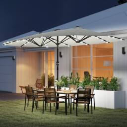 OUTSUNNY 4.4m Double-Sided Sun Umbrella Patio Parasol Solar in White - thumbnail 1