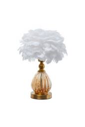 Living and Home Glass & Iron Table Lamp with 12W Bulb in Gold - thumbnail 5