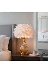 Living and Home Glass & Iron Table Lamp with 12W Bulb in Gold - thumbnail 2