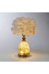 Living and Home Glass & Iron Table Lamp with 12W Bulb in Gold - thumbnail 3