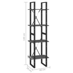 Berkfield Home Decorative 4-Tier Book Cabinet Grey 40x30x140 cm Solid Pine Wood - Size: 40 x 30 x 140 cm - thumbnail 9
