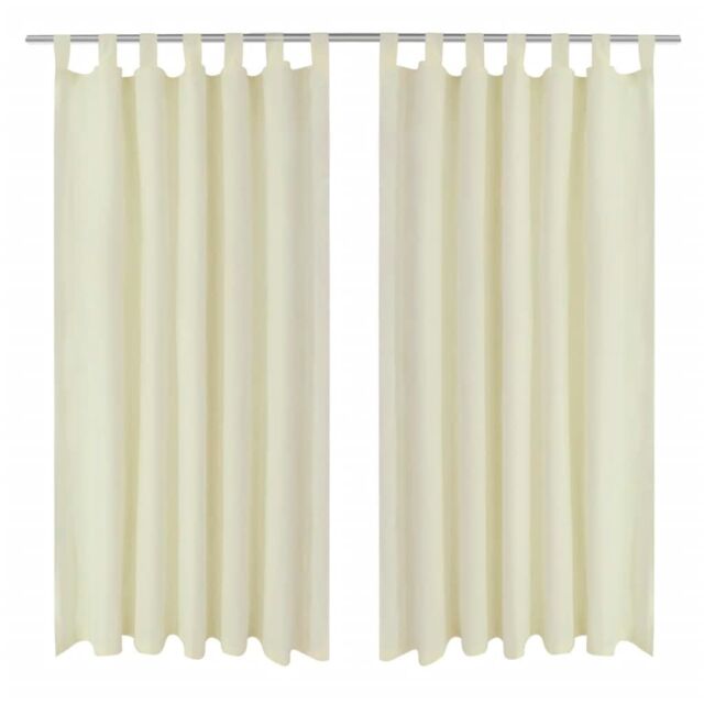 Berkfield Home 2 pcs Cream Micro-Satin Curtains with Loops 140 x 245 cm - image 1