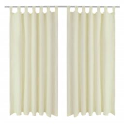 Berkfield Home 2 pcs Cream Micro-Satin Curtains with Loops 140 x 245 cm - thumbnail 1