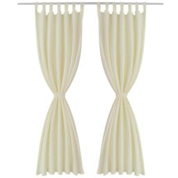 Berkfield Home 2 pcs Cream Micro-Satin Curtains with Loops 140 x 245 cm - thumbnail 2