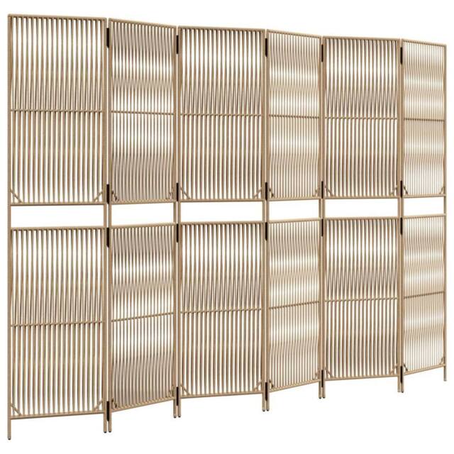 Berkfield Home Room Divider 6 Panels Beige Poly Rattan - image 1