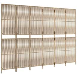 Berkfield Home Room Divider 6 Panels Beige Poly Rattan - thumbnail 4