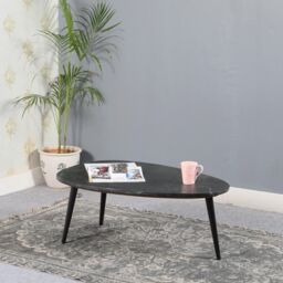 IH Design Tilden Coffee Table With Black Marble Top & Metal Legs in White - thumbnail 1