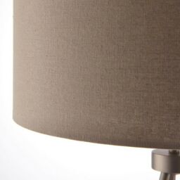 Loops Modern Tripod Table Lamp Nickel & Grey Shade Slim Metal Leg Bedside Desk Light in Metallics - thumbnail 3
