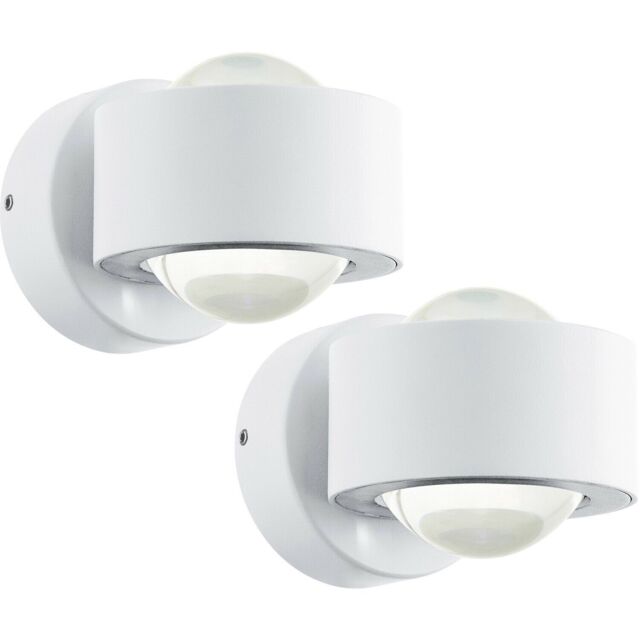Loops 2 PACK Wall Light Colour White Aluminium Shade Clear Plastic LED 2.5W Included - image 1