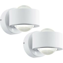 Loops 2 PACK Wall Light Colour White Aluminium Shade Clear Plastic LED 2.5W Included - thumbnail 1