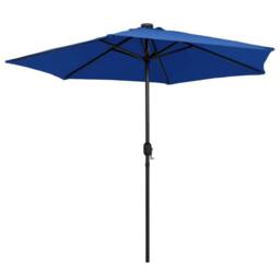 Berkfield Home Parasol with LED Lights & Aluminium Pole 270 cm Azure Blue - thumbnail 1