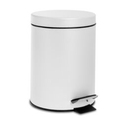 Harbour Housewares 3L Round Bathroom Pedal Bin - Stainless Steel Slim Rubbish Dustbin in Off-White