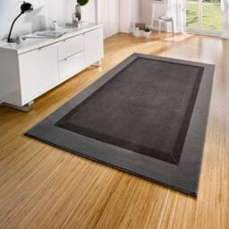 THE RUGS Designer Velours Band Rug & Runner Polypropylene Low Pile Rug in Grey - Size: 160 cm x 230 cm - thumbnail 4