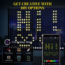 HOMCOM Smart LED Curtain, Dynamic DIY Fairy Lights, 3x3(m) in Clear - thumbnail 4