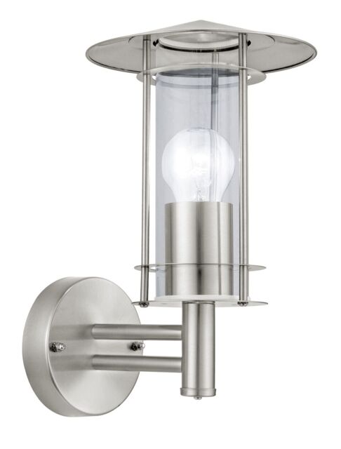 Loops IP44 Outdoor Wall Light Stainless Steel & Glass Shade 1 x 60W E27 Porch Lamp in Metallics - image 1