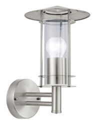 Loops IP44 Outdoor Wall Light Stainless Steel & Glass Shade 1 x 60W E27 Porch Lamp in Metallics
