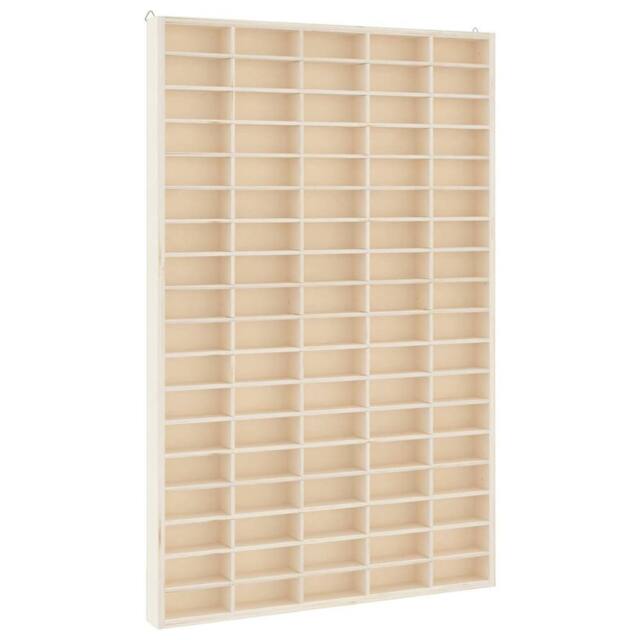 Berkfield Home Wall Display Cabinet with 90 Compartments 50.5x4.5x79 cm in Natural - image 1