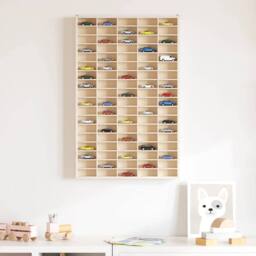 Berkfield Home Wall Display Cabinet with 90 Compartments 50.5x4.5x79 cm in Natural - thumbnail 3