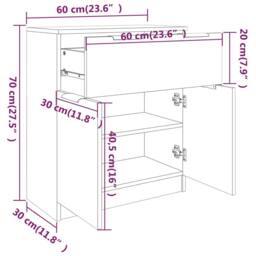 Berkfield Home Sideboard White 60x30x70 cm Engineered Wood - Size: 60 x 30 x 70 cm - thumbnail 8