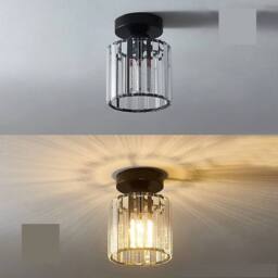 VOGREX Black-Round Modern LED Crystal Ceiling Light Chandelier in Black - thumbnail 1