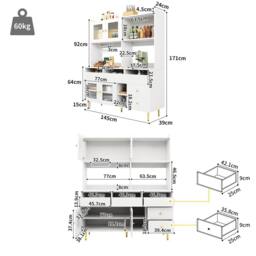 STILVORA Sideboard 145cm with glass doors & wine rack in White - thumbnail 4