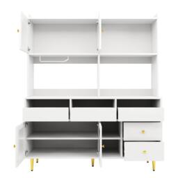STILVORA Sideboard 145cm with glass doors & wine rack in White - thumbnail 6