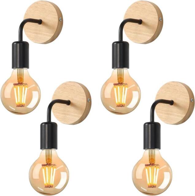 Goeco Wall Light Indoor Vintage Pack of 4 Wall Lamp Black Vintage Retro Lamp - image 1