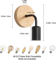 Goeco Wall Light Indoor Vintage Pack of 4 Wall Lamp Black Vintage Retro Lamp - thumbnail 4