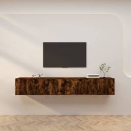 Berkfield Home Wall-mounted TV Cabinets 3 pcs Smoked Oak 80x34.5x40 cm in Brown - thumbnail 2