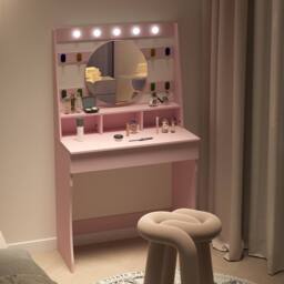 KEEPREAPER Stylish Dressing Table with Lights & Adjustable Lighting Colours in Pink - thumbnail 9