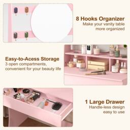 KEEPREAPER Stylish Dressing Table with Lights & Adjustable Lighting Colours in Pink - thumbnail 6