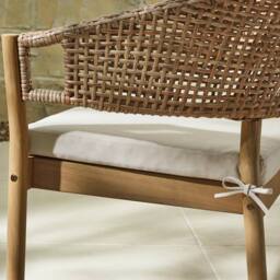 FurnitureboxUK Asa Wood, Wicker & Cream 3 Seater Garden Bench in Natural - thumbnail 6