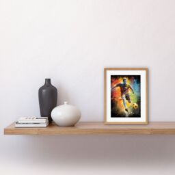 "Artery8 Wall Art Print Footballer About to Kick the Ball Vibrant Portrait Artwork Framed 9X7 Inch in Beige - Size: W7"" x H9""" - thumbnail 2