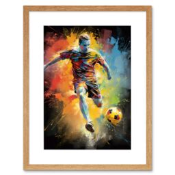 "Artery8 Wall Art Print Footballer About to Kick the Ball Vibrant Portrait Artwork Framed 9X7 Inch in Beige - Size: W7"" x H9""" - thumbnail 1