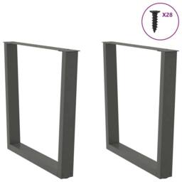 Berkfield Home Modern Dining Table Legs V-Shape 2 pcs Anthracite 80x(72-73.3) cm in Dark Grey - thumbnail 4
