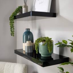 Home Source Pair of 60cm Floating Storage Shelf Wall Mounted Wooden Book Shelves in Black - thumbnail 5