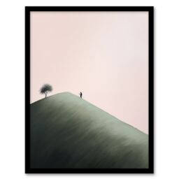 Artery8 Wall Art Print The Mountain Climb By Amy Denver Minimalist Soft Pastel Pink & Green Minimalism Simple Modern Artwork Art Framed - Size: A4 - thumbnail 1