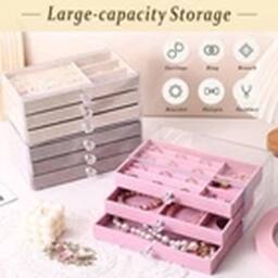 Havendro Pink Clear Acrylic Storage Box Jewellery Box with 3 Drawer - thumbnail 3