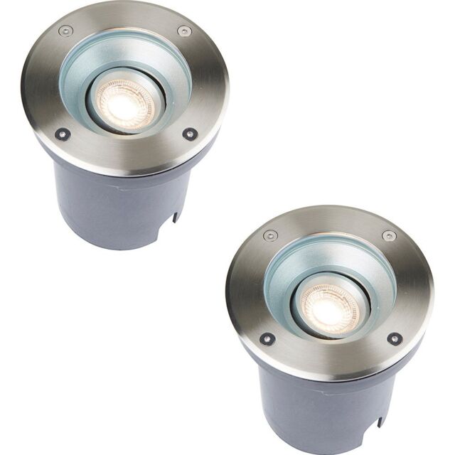 Loops 2 PACK Recessed Outdoor IP67 Round Ground Light - 50W GU10 - Stainless Steel in Metallics - image 1