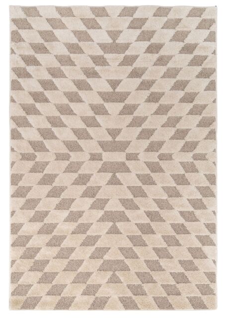 Kukoon Silver Grey Diamond Geometirc Living Area Rug in Beige - Size: 120 cm x 170 cm - image 1