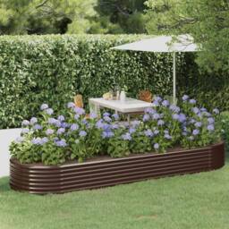 Berkfield Home Garden Raised Bed Powder-coated Steel 322x100x36 cm Brown - Size: 322 x 100 x 36 cm - thumbnail 2