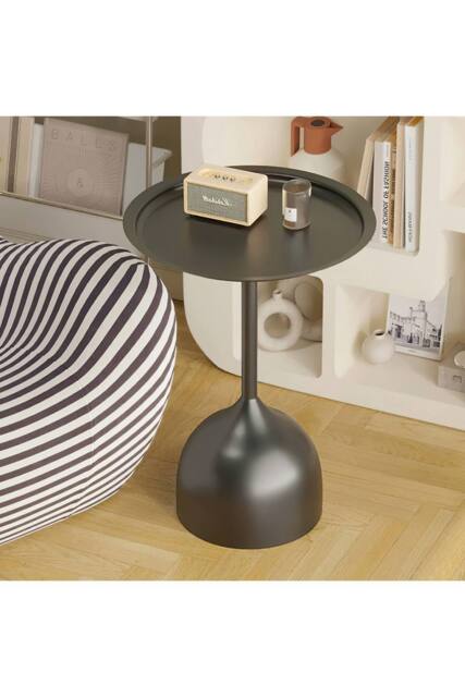 Living and Home Modern Small Round Metal Side Table in Black - image 1