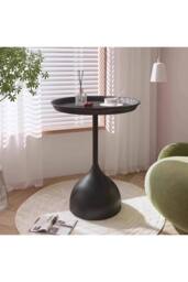 Living and Home Modern Small Round Metal Side Table in Black - thumbnail 3