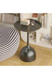 Living and Home Modern Small Round Metal Side Table in Black