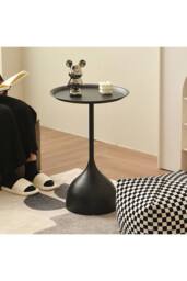 Living and Home Modern Small Round Metal Side Table in Black - thumbnail 2