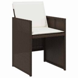 Berkfield Home White 5 Piece Garden Dining Set with Cushions Brown Poly Rattan - thumbnail 6