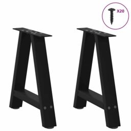 Berkfield Home Coffee Table Legs A-Shaped 2 pcs Black¬†50x(42-43) cm Steel in Black - thumbnail 3