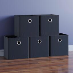 Vida Designs Durham Cube Storage Basket Bookcase Organizer Black Set of 5